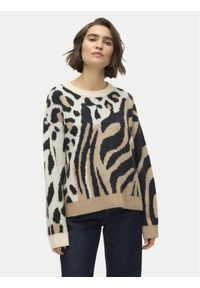 Vero Moda Sweter Kai 10310645 Beżowy Regular Fit. Kolor: beżowy. Materiał: syntetyk