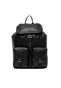 Calvin Klein Plecak Cargo Flap Backpack LV04D3127G Czarny. Kolor: czarny. Materiał: skóra