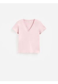 Reserved - Bawełniany t-shirt - pastelowy róż. Kolor: różowy. Materiał: bawełna #1