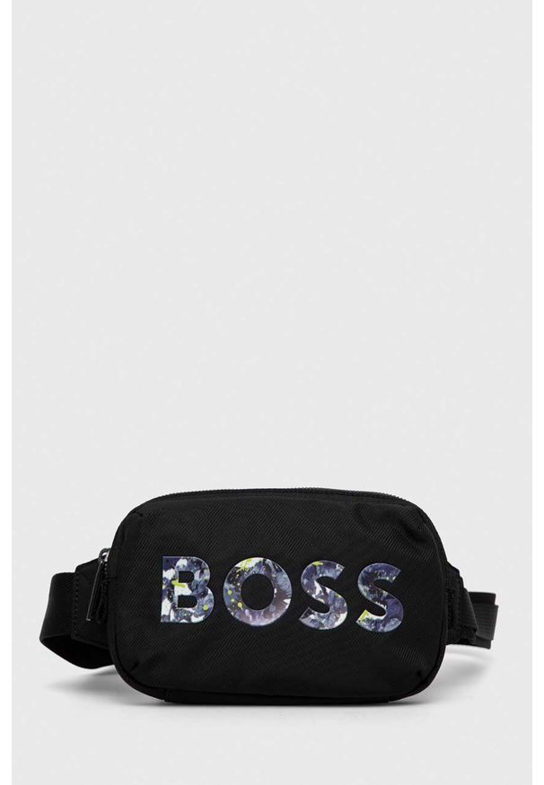 BOSS nerka kolor czarny. Kolor: czarny. Materiał: poliester. Wzór: nadruk