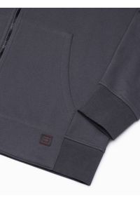 Ombre Clothing - Bluza męska rozpinana hoodie z nadrukami - grafitowa V1 B1423 - XXL. Kolor: szary. Materiał: poliester, elastan, bawełna. Wzór: nadruk #6