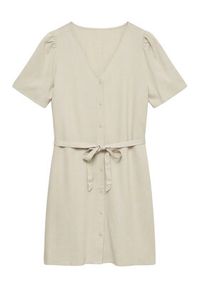 Vero Moda Sukienka letnia Mymilo 10340466 Beżowy Regular Fit. Kolor: beżowy. Materiał: len, wiskoza. Sezon: lato #3