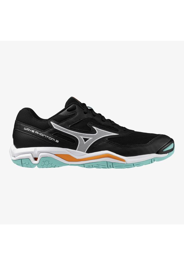 Buty do piłki ręcznej Mizuno Wave Phantom 3. Kolor: czarny, niebieski, biały, wielokolorowy. Model: Mizuno Wave. Sport: piłka ręczna