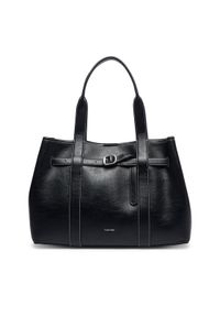 Calvin Klein Torebka Buckle Medium Work Tote LV04F3549G Czarny. Kolor: czarny. Materiał: skórzane #1