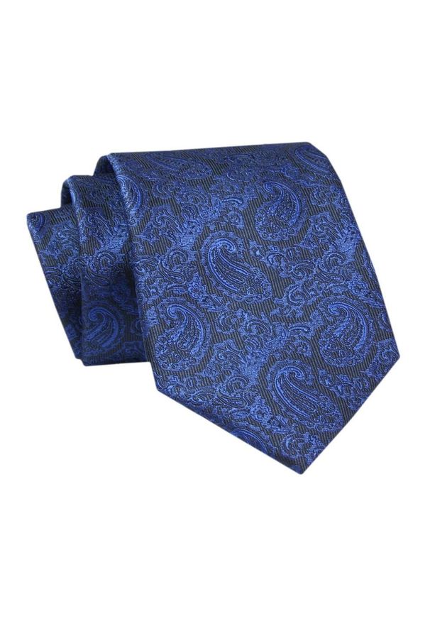 Alties - Męski Krawat - ALTIES - Klasyczny - Niebieski Wzór Paisley. Kolor: niebieski. Materiał: tkanina. Wzór: paisley. Styl: klasyczny