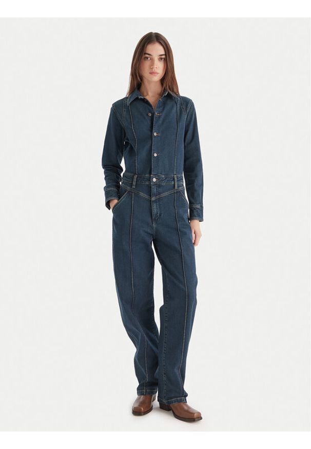 Wrangler Kombinezon Western 112371042 Granatowy Regular Fit. Kolor: niebieski. Materiał: jeans