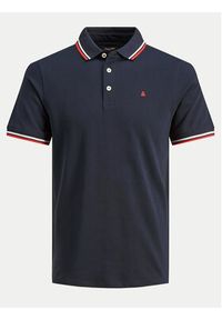 Jack & Jones - Jack&Jones Polo Paulos 12136668 Granatowy Slim Fit. Typ kołnierza: polo. Kolor: niebieski. Materiał: bawełna