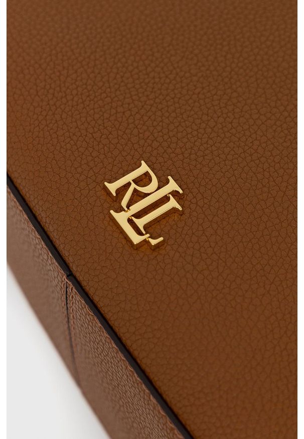 Lauren Ralph Lauren - Torebka skórzana. Kolor: brązowy. Materiał: skórzane. Rodzaj torebki: na ramię