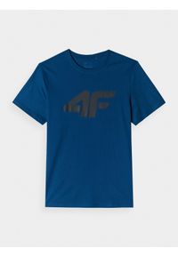 4f - 4F T-shirt regular z nadrukiem męski - turkusowy L. Okazja: na co dzień. Kolor: turkusowy. Materiał: bawełna, jersey, dzianina. Długość rękawa: krótki rękaw. Długość: krótkie. Wzór: nadruk. Styl: klasyczny, sportowy, casual