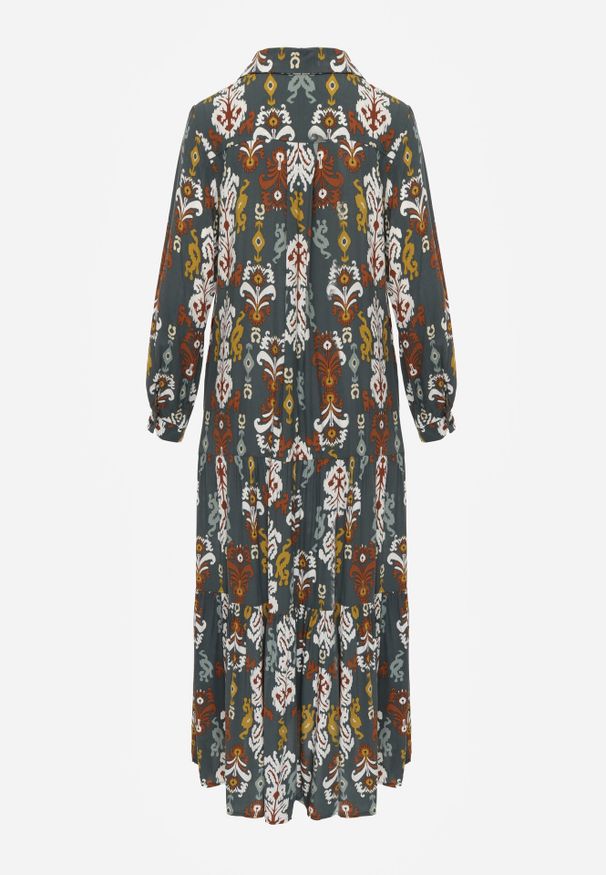 Born2be - Ciemnozielona Sukienka Koszulowa Rozkloszowana Delirime. Okazja: na co dzień. Kolor: zielony. Typ sukienki: koszulowe. Styl: casual, elegancki