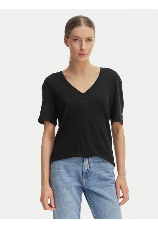 BOSS T-Shirt C_Ela_1 50538645 Czarny Oversize. Kolor: czarny. Materiał: len