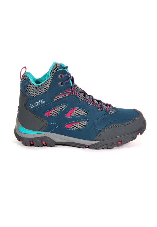 Regatta - Dziecięce buty trekkingowe Holcombe IEP. Kolor: niebieski. Materiał: poliester. Sport: turystyka piesza