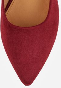 Born2be - Bordowe Klasyczne Czółenka na Szpilce Ovirissa. Okazja: na spotkanie biznesowe, do pracy. Kolor: czerwony. Materiał: futro. Wzór: aplikacja. Obcas: na szpilce. Styl: klasyczny #5