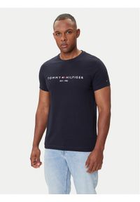 TOMMY HILFIGER - Tommy Hilfiger T-Shirt Core Logo Tee MW0MW11465 Granatowy Slim Fit. Kolor: niebieski. Materiał: bawełna