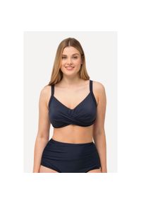 ULLA POPKEN - Damska Góra bikini drapowanie miękkie miseczki regulowane ramiączka. Kolekcja: plus size. Kolor: niebieski. Materiał: elastan, poliamid, materiał