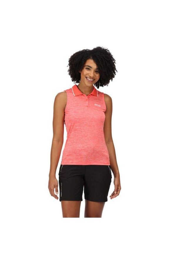 Regatta - Tima II damska koszulka. Kolor: różowy. Materiał: poliester. Długość rękawa: bez rękawów. Długość: długie. Styl: sportowy