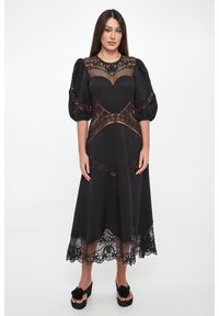 Twinset Milano - Sukienka midi ażurowa TWINSET. Wzór: ażurowy. Długość: midi #4