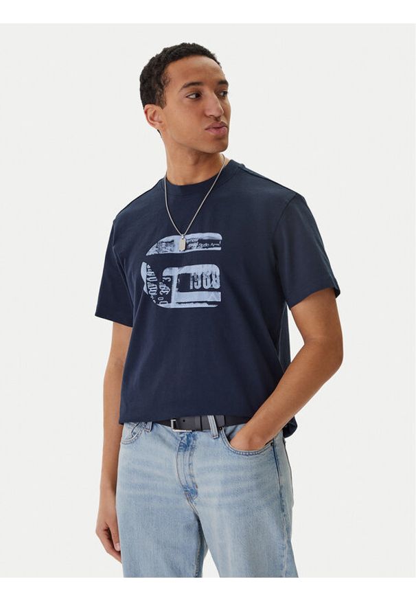 G-Star RAW - G-Star Raw T-Shirt G Icon Graphic D28823-E385 Granatowy Regular Fit. Kolor: niebieski. Materiał: bawełna