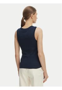TOMMY HILFIGER - Tommy Hilfiger Top WW0WW47806 Granatowy Slim Fit. Kolor: niebieski. Materiał: bawełna #4