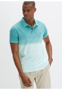 bonprix - Shirt polo z czystej bawełny. Typ kołnierza: polo. Kolor: niebieski. Materiał: bawełna