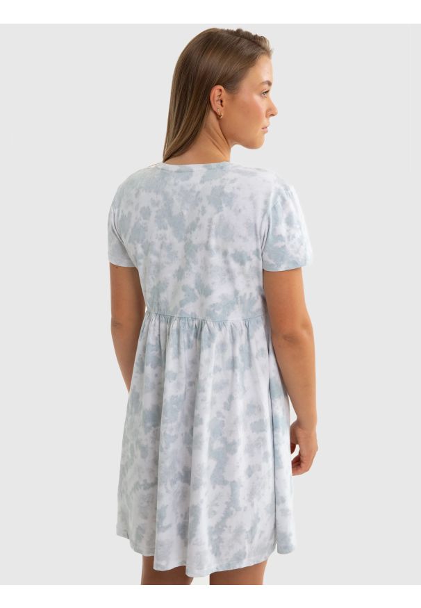 Big-Star - Sukienka dziewczęca z bawełny ekologicznej tie-dye Fionalka 400. Kolor: niebieski. Materiał: bawełna. Wzór: nadruk, kolorowy