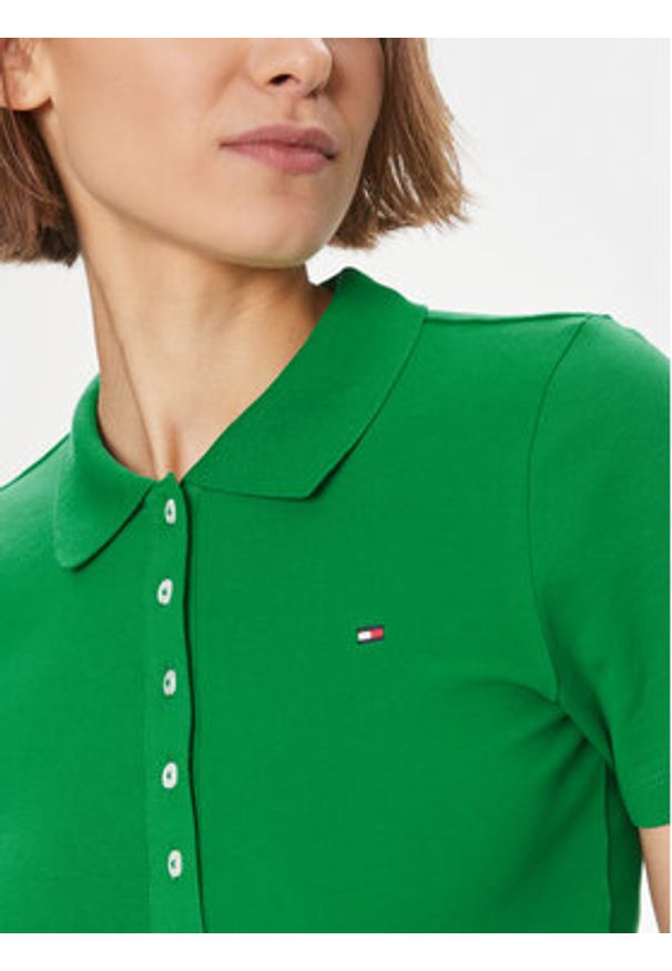 TOMMY HILFIGER - Tommy Hilfiger Polo 1985 WW0WW37823 Zielony Slim Fit. Typ kołnierza: polo. Kolor: zielony. Materiał: bawełna