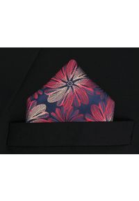 Poszetka Męska, Elegancka - Alties - Duże Kwiaty, Czerwień, Granat, Beż. Kolor: wielokolorowy. Materiał: poliester. Wzór: kwiaty