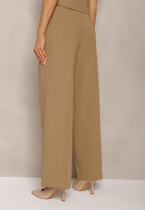 Renee - Beżowe Szerokie Spodnie High Waist Seraphella. Stan: podwyższony. Kolor: beżowy