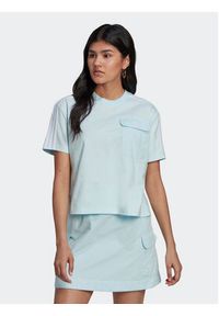 Adidas - adidas T-Shirt Adicolor Classics Poplin Back Loose Tee HL9302 Błękitny Loose Fit. Kolor: niebieski. Materiał: bawełna