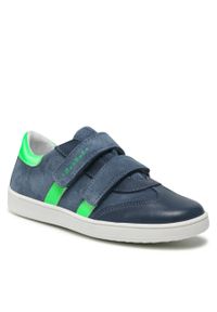 Sneakersy RenBut 33-4444 Jeans/Zielony Fluo. Kolor: niebieski. Materiał: skóra, zamsz