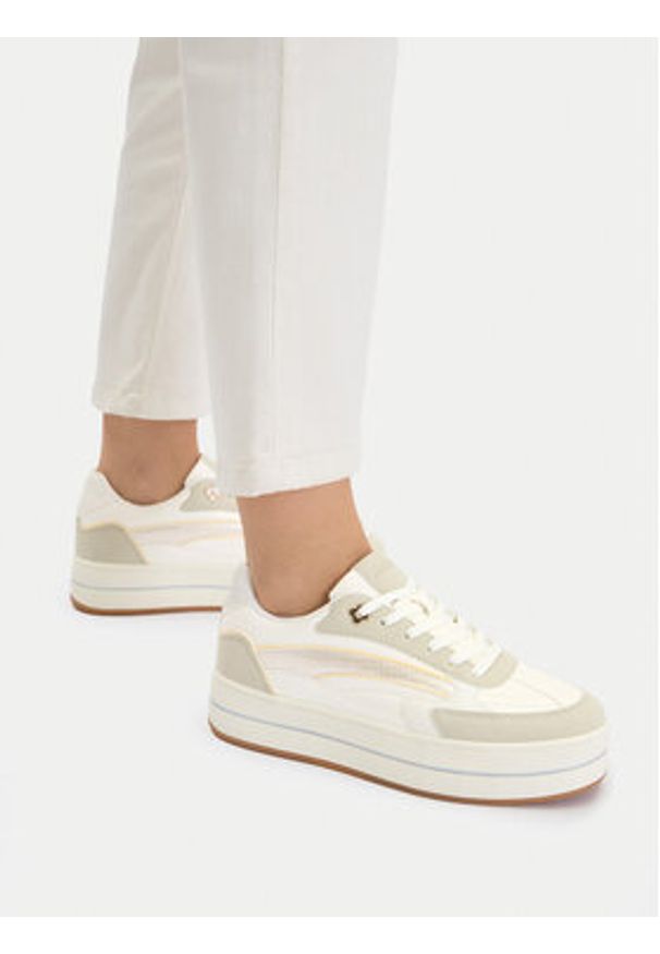 MEXX Sneakersy CEO-MI001010961W Écru. Kolor: kremowy. Materiał: skóra