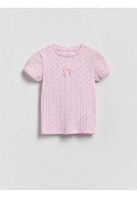 Reserved - T-shirt w kropki - pastelowy róż. Kolor: różowy. Materiał: bawełna. Wzór: kropki #1