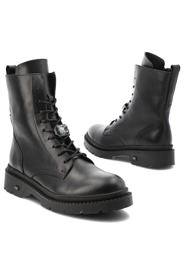 Czarne Botki Karino Skórzane Obuwie Damskie. Okazja: na co dzień. Kolor: czarny. Materiał: skóra. Styl: elegancki, casual