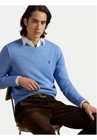 Polo Ralph Lauren Sweter 710810846038 Błękitny Regular Fit. Typ kołnierza: polo. Kolor: niebieski. Materiał: bawełna