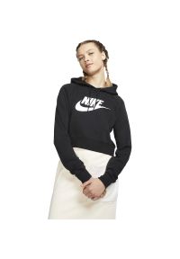 Bluza z kapturem Nike Sportswear Essential Cropped, Kobiety. Typ kołnierza: kaptur. Kolor: czarny. Materiał: materiał, bawełna