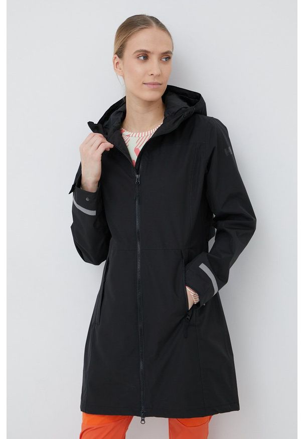 Helly Hansen kurtka przeciwdeszczowa Lisburn damska kolor czarny przejściowa. Kolor: czarny. Materiał: materiał. Sezon: zima