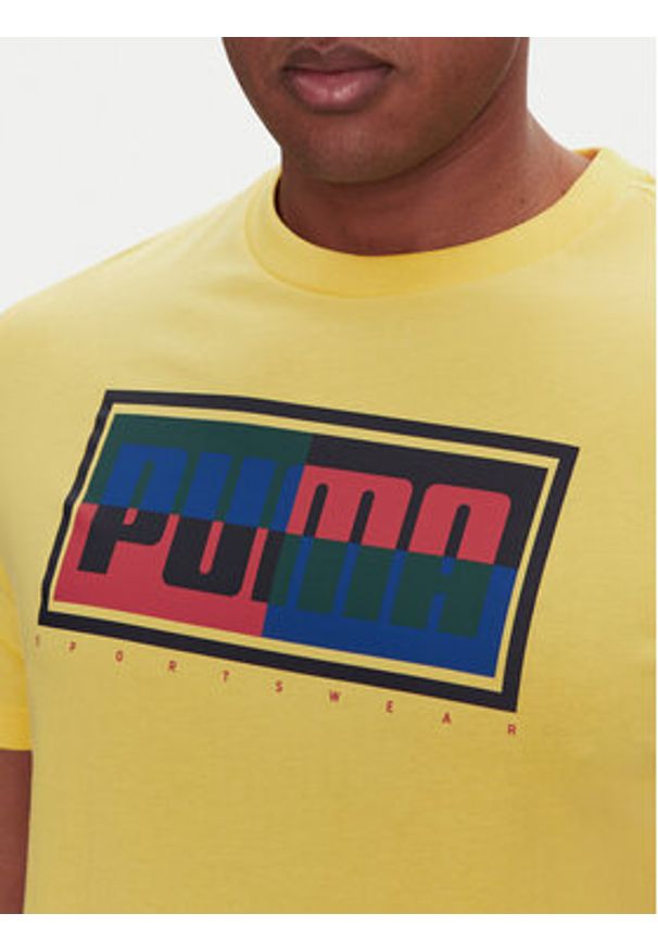 Puma T-Shirt Graphics Box 684827 Żółty Regular Fit. Kolor: żółty. Materiał: bawełna
