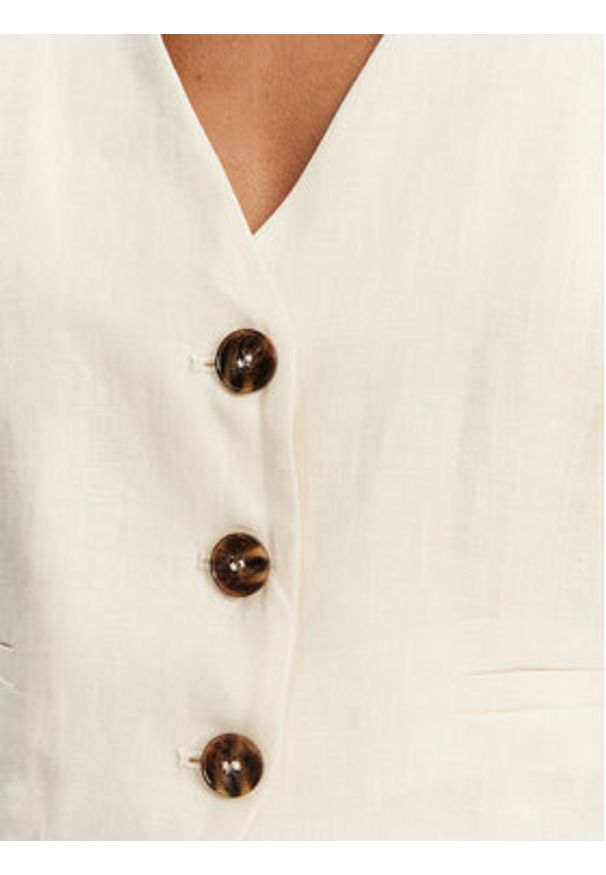 Marella Kamizelka Anemone 2515151012 Écru Regular Fit. Materiał: len