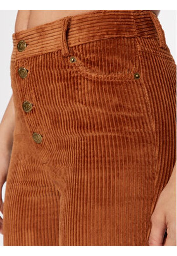 TwinSet - TWINSET Spodnie materiałowe 232TT2361 Brązowy Regular Fit. Kolor: brązowy. Materiał: materiał, bawełna