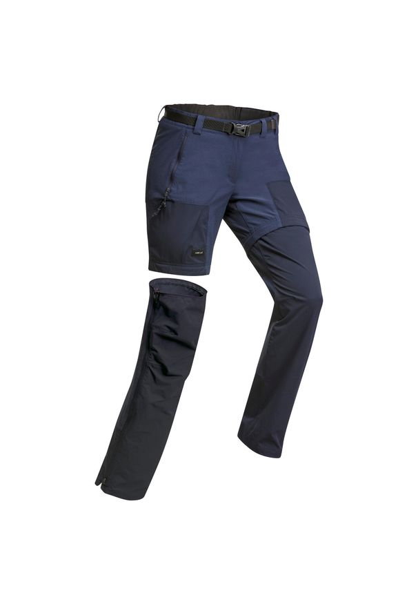 FORCLAZ - Spodnie trekkingowe damskie 2w1 Forclaz MT500. Kolor: niebieski, wielokolorowy, szary. Materiał: materiał, tkanina, syntetyk