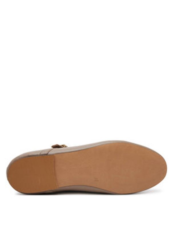 TOMMY HILFIGER - Tommy Hilfiger Baleriny Leather Maryjane Ballerina FW0FW08651 Beżowy. Kolor: beżowy. Materiał: skóra