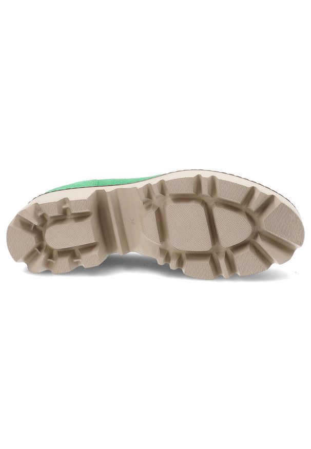 CheBello - Zielone Półbuty Chebello Wygodne Skórzane Buty. Zapięcie: bez zapięcia. Kolor: zielony. Materiał: skóra. Szerokość cholewki: normalna. Sezon: wiosna, lato. Obcas: na obcasie. Styl: boho. Wysokość obcasa: niski