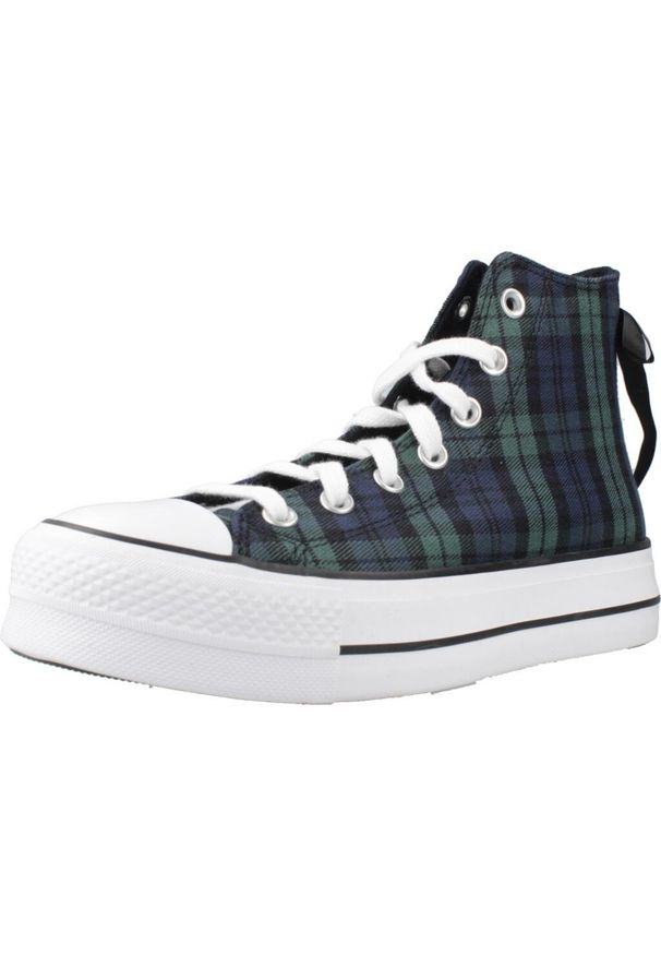 Converse - Buty CONVERSE CHUCK TAYLOR ALL STAR LIFT PLATFORM PLAID Zielony. Kolor: zielony. Materiał: tkanina. Obcas: na platformie. Styl: sportowy