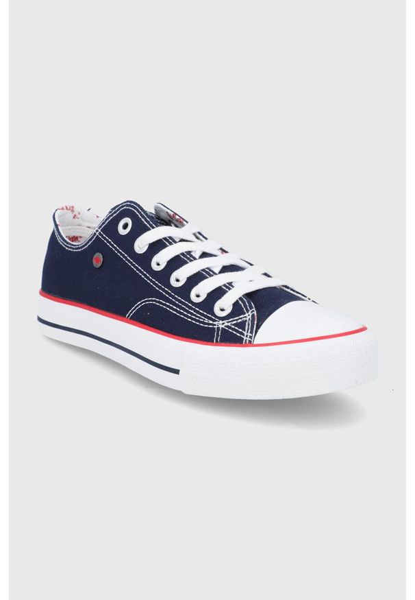 Lee Cooper tenisówki męskie kolor granatowy. Nosek buta: okrągły. Zapięcie: sznurówki. Kolor: niebieski. Materiał: guma