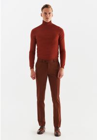 Pako Lorente - Rude gładkie spodnie garniturowe P22WP-6G-028-A-S. Kolor: brązowy. Materiał: wełna, elastan. Wzór: gładki #3