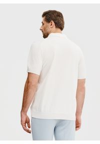 Pako Lorente - PAKO LORENTE – Biały t-shirt polo. Okazja: na co dzień. Typ kołnierza: polo. Kolor: biały, zielony. Materiał: wiskoza, poliester. Styl: elegancki, casual