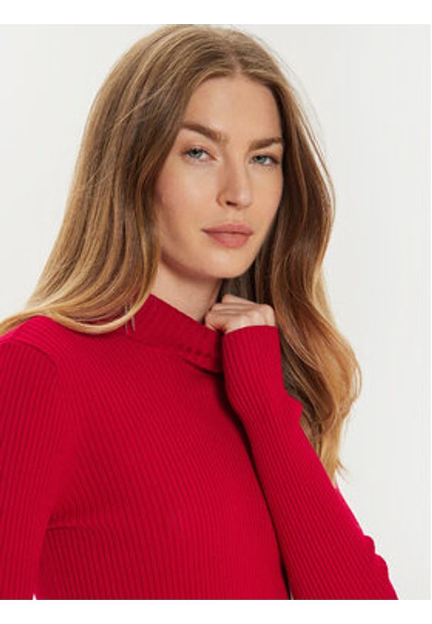 TwinSet - TWINSET Sweter 242TT3022 Czerwony Slim Fit. Kolor: czerwony. Materiał: syntetyk, wiskoza