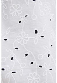 United Colors of Benetton marynarka bawełniana kolor biały niezapinana. Kolor: biały. Materiał: bawełna. Wzór: haft #5