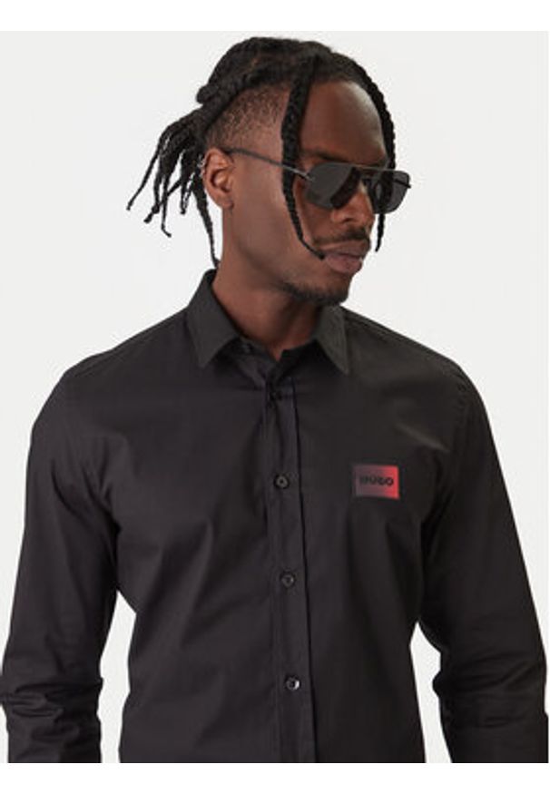 Hugo - HUGO Koszula Emero 50555786 Czarny Regular Fit. Kolor: czarny. Materiał: bawełna