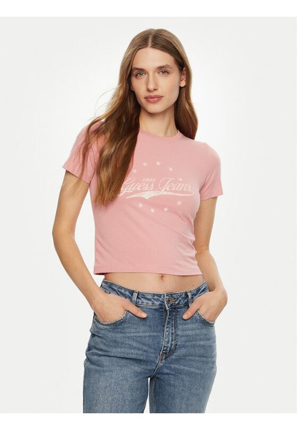 Guess T-Shirt W5RI59 J1314 Różowy Regular Fit. Kolor: różowy. Materiał: bawełna